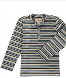  Grey, blue, stripe, striped, rib, ribbed, tee, long sleeve, buttoned, casual, spring, summer, Henry.