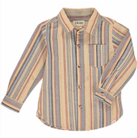 Cream, stripe, striped, multi, shirt, long sleeve, buttoned, pocket, smart, casual, autumn, spring, summer, Henry.